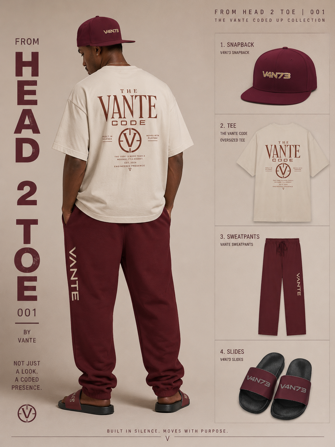FROM HEAD 2 TOE by VANTE | Burgundy